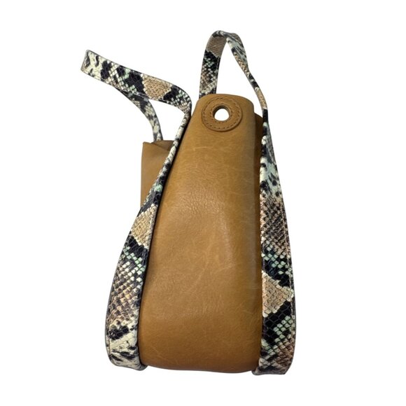 Madewell The Sydney Leather Hand Bag Purse Snake Embossed Missing Strap - Picture 3 of 10